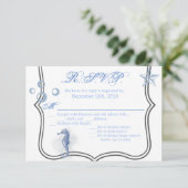 5×3.5 返信カード タツノオトシゴ 海 大洋 ビーチ 招待状 (スタンド正面)