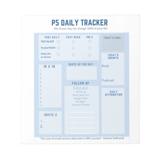 5.5インチx 6インチメモ帳 – 40ページ ノートパッド (正面)