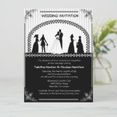 5.5 x 7.5" ヴィンテージ結婚式シーンの結婚式招待状 招待状 (スタンド正面)