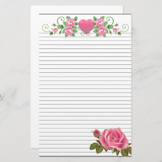 5.5" x 8.5"並べられた文房具 便箋 (正面/裏面)