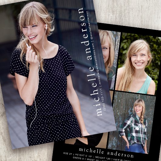 5.5x7.5インチモダン5フォトモデルCompカード 案内状