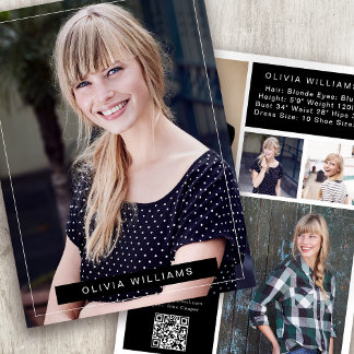 5.5x7.5インチモダン6 Photo Actor Model Comp Card 案内状