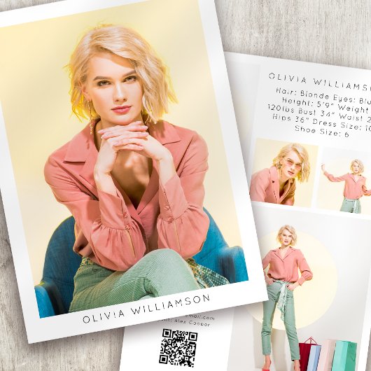 5.5x7.5インチモダン6 Photo Actor Model Comp Card 案内状