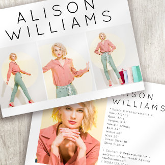 5.5x7.5インチ3フォトアクタモダンーモデルCompカード 案内状