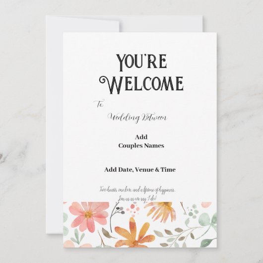 5" * 7"結婚式招待状カード 招待状 (裏面)