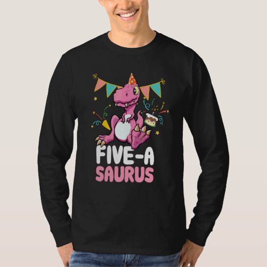 5 Aサウルス恐竜かわいいキッドレックス Tシャツ (正面)