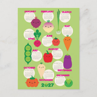 5 A Day かわいい野菜 2027年 カレンダー ポストカード