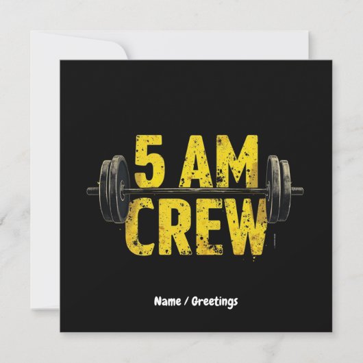 5 AM Crew - ジム好きのための面白いデザイン 招待状 (正面)