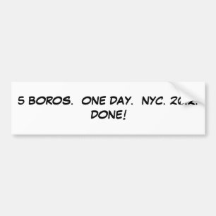 5 BOROS。 1日。 NYC. 26.2。 される! バンパーステッカー
