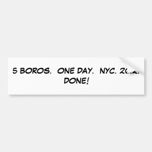 5 BOROS。  1日。  NYC. 26.2。 される! バンパーステッカー (正面)