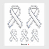 5 Chrome Style Print 白いリボン アウェアネス シール (シート)