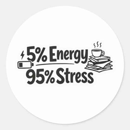  5% Energy 95% Stress sticker ラウンドシール (正面)