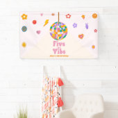 5 Is A Vibe ディスコボール 5歳の誕生日パーティー 横断幕 (インサイチュ)