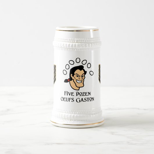 5 Ouefsガストンまたは紳士ダースつのFFのロゴステイン ビールジョッキ (中央)