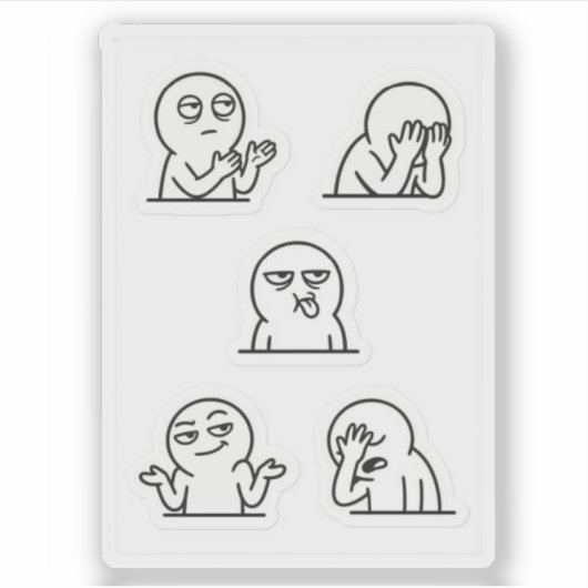 5 Pack Meme Stickers | Sarcastic Reaction Faces シール (正面)