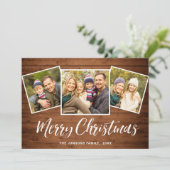 5 PHOTOクリスマスブラウン素朴ウッドの挨拶 シーズンカード (スタンド正面)