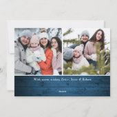 5 PHOTOクリスマスブルー素朴ウッドの挨拶 シーズンカード (裏面)