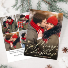 5 PHOTOゴールデンモダンクリスマスグリーティング シーズンカード