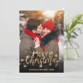 5 PHOTOメリークリスマス金ゴールド輝くグリーティングホリ シーズンカード (スタンド正面)