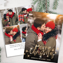 5 PHOTOメリークリスマス金ゴールド輝く挨拶 シーズンカード