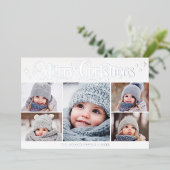 5 PHOTO輝くクリスマスグリーティングシルバー 箔シーズンカード (立ち正面)