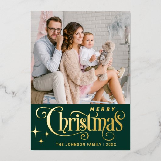 5 PHOTO輝くメリークリスマスグリーティング 箔シーズンカード (正面)