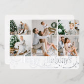 5 PHOTO輝くメリークリスマスシルバー 箔シーズンカード (正面/裏面)