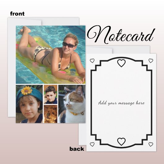 5 photo add message black text flat note card サンキューカード