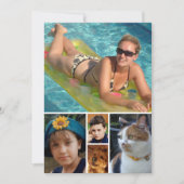 5 photo add message purple text flat note card サンキューカード (正面)