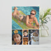 5 photo add message purple text flat note card サンキューカード (スタンド正面)