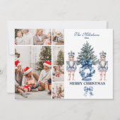 5 Photo Blue Chinoiserie Nutcracker Christmas シーズンカード (正面)