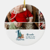 5 Photo Blue Teddy Baby 1st Christmas セラミックオーナメント (裏面)