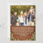 5 PHOTO Christmas Rustic Brown Wood Greeting シーズンカード (裏面)