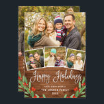 5 PHOTO Christmas Rustic Brown Wood Greeting シーズンカード<br><div class="desc">Christmas Rustic Brown Wood PHOTO Greeting Holiday Card.</div>