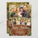 5 PHOTO Christmas Rustic Brown Wood Greeting シーズンカード<br><div class="desc">Christmas Rustic Brown Wood PHOTO Greeting Holiday Card.</div>