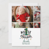 5 Photo Christmas Tree Lights First Christmas シーズンカード (正面)