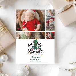 5 Photo Christmas Tree Lights First Christmas シーズンカード