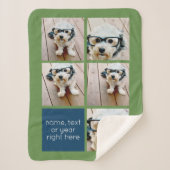 5 Photo Collageと文字カラーブロック – 青い緑 シェルパブランケット (正面)