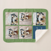 5 Photo Collageと文字カラーブロック – 青い緑 シェルパブランケット (正面(横))