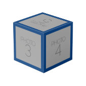 5 Photo Collageと青無地の王室のの縁ど1 フォトキューブ (裏面アングル)