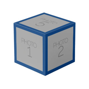 5 Photo Collageと青無地の王室のの縁ど1 フォトキューブ