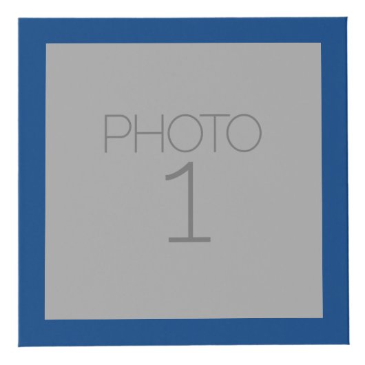 5 Photo Collageと青無地の王室のの縁ど1 フォトキューブ (正面)