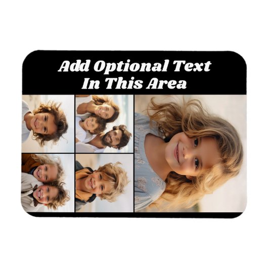 5 Photo Collageオプションの文字 – 黒を編集できる マグネット (横)