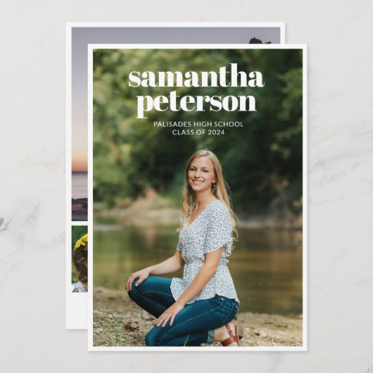 5 Photo Collage 2024の卒業発表 招待状 (正面/裏面)