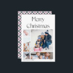5 photo collage grid エレガント Christmas Card シーズンカード<br><div class="desc">5シンプル枚の写真とエレガントクリスマスカーパーソナライズされたド、あなたの名前と文字。裏面にフェスティバルの手描き格子模様。写真のコラージュをタイムレスと数々のクリスマスのスタイルと組み合わせたい家族に最適エレガント。このホリデーカードは、パーソナライズとフェスティバルムードをブレンド。</div>