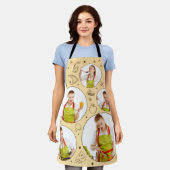 5 photo Collage Grid for kitchen Chef Beige エプロン (着用した状態)