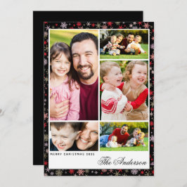 5 Photo Custom Name Christmas Flat Card  シーズンカード