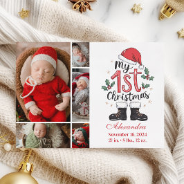 5 Photo Cute Santa Baby 1st Christmas シーズンカード