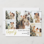 5 Photo Elegant Script Modern Happy New Year シーズンカード (正面)