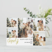 5 Photo Elegant Script Modern Happy New Year シーズンカード (スタンド正面)